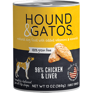 Hound & Gatos 98% Chicken & Chicken Liver Canned Dog Food 13oz - 12 Case Hound & Gatos, Chicken, Canned, Dog Food, hound, gatos, hound and gatos, chicken liver